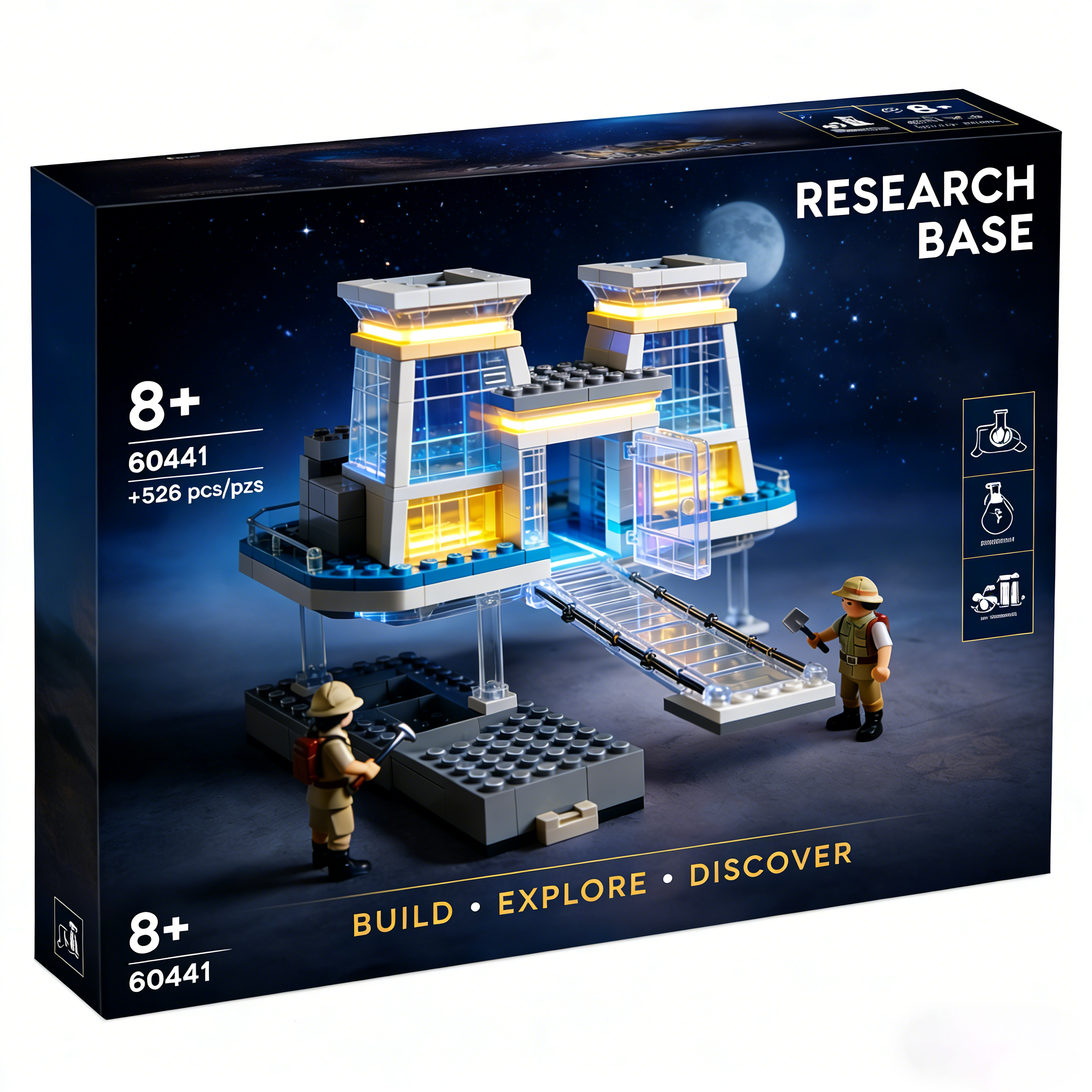 🏜️✨ Desert Expedition Research Base Building Block Set – Illuminated Archaeological Exploration Scene with Futuristic Design